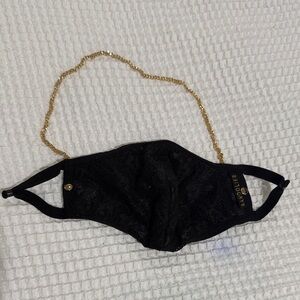Bandolier Black Lace Face Mask with Gold Chain